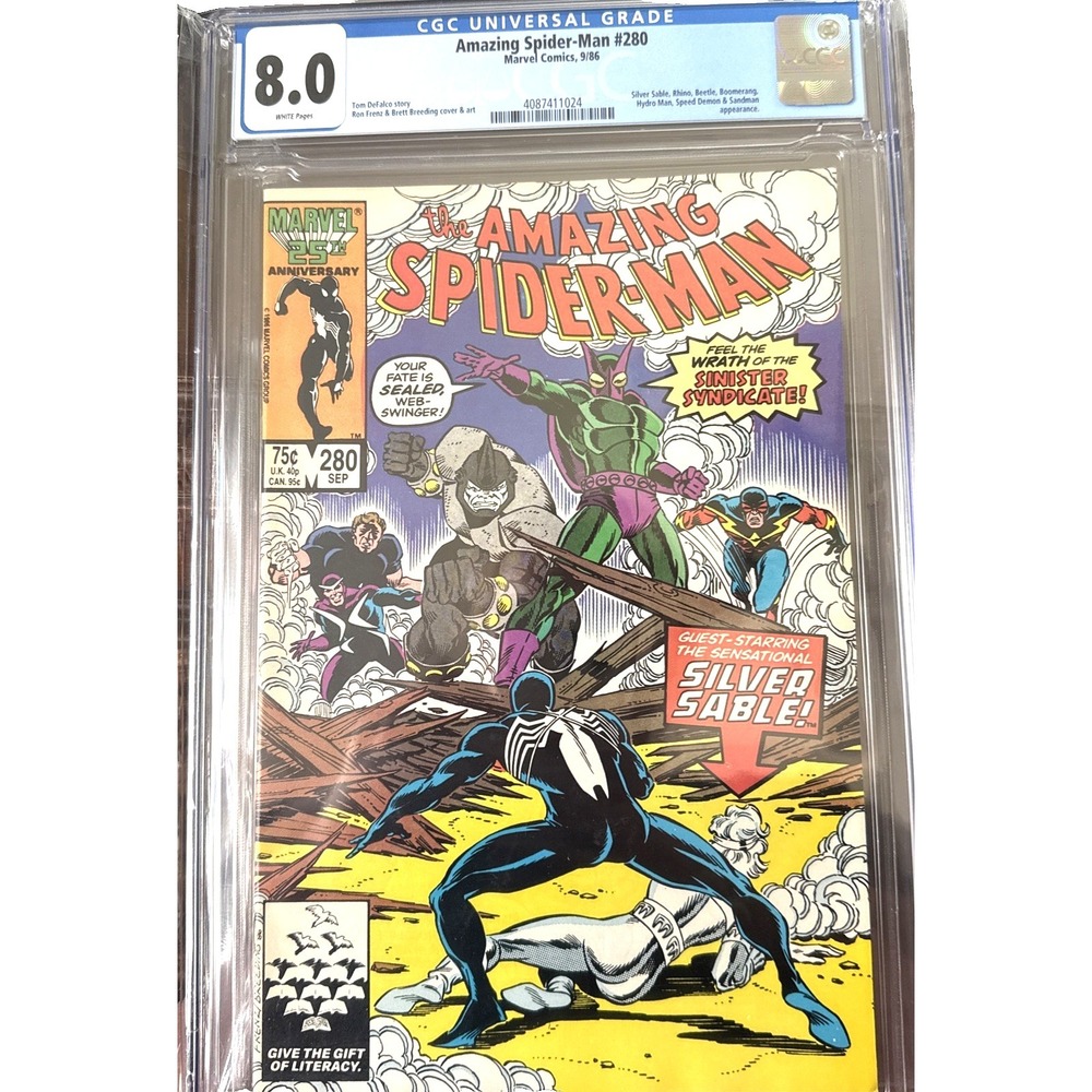 The Amazing Spider-Man #280 CGC 8.0 White Pages Marvel Comics 1986 Silver Sable